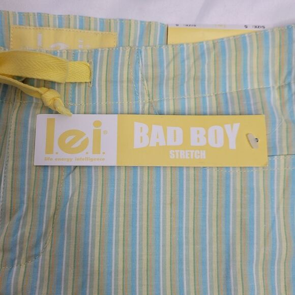 Y2K LEI pastel‎ striped crop pant drawstring waist bad boy stretch capri S NWT - Picture 4 of 10